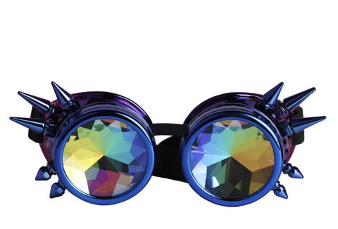 Kaleidoscope Steampunk Goggles - Psychedelic Blue/Purple - One Size