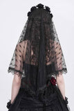 Victorian Rose Tassel Lace Veil - Black