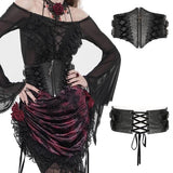 Gothic Crochet Lace-up Zip Girdle - Black -