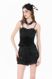 Gothic Rose Lace- Trimmed Shorts - Black -