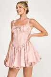 Jacquard Corset Mini Dress - Mauve -