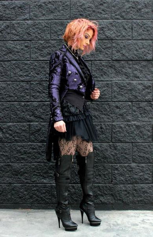 Medium - Harlequin Tailcoat - Purple/Black Tapestry