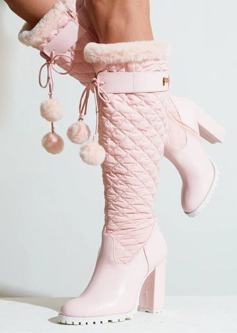Coco Puffer Knee Boot - Pink -