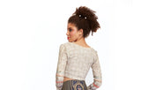 Fortune in Flowerland Cropped Long Sleeve Top - Cream -