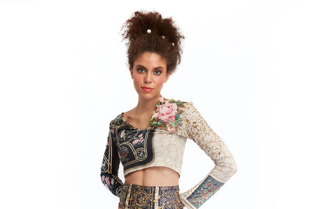 Fortune in Flowerland Cropped Long Sleeve Top -
