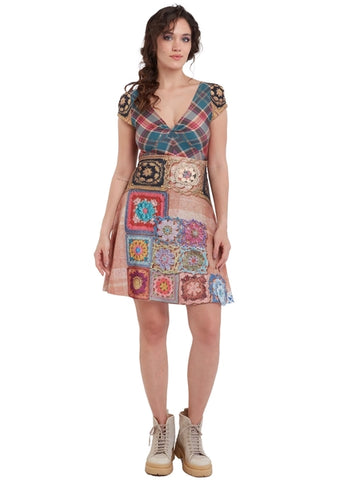 Hot Shot Crochet Mini Wide Skirt - Multi -