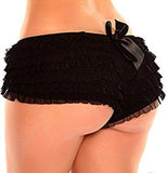 Mesh Ruffle Panty With Bow - Black -