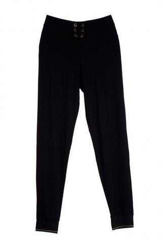 Black - Urban Lace-Up High Waist Track Pants -