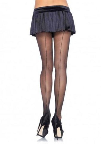 Cuban Heel Pantyhose - Black - Queen