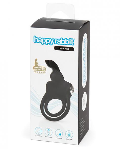 Happy Rabbit Love Ring Rechargeable - Black  BB Store
