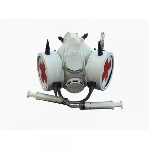 Red Cross Gas Mask with Syringes - White/Red - One Size