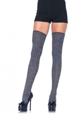 Grey Heather - Rib Knit Thigh Highs - One Size