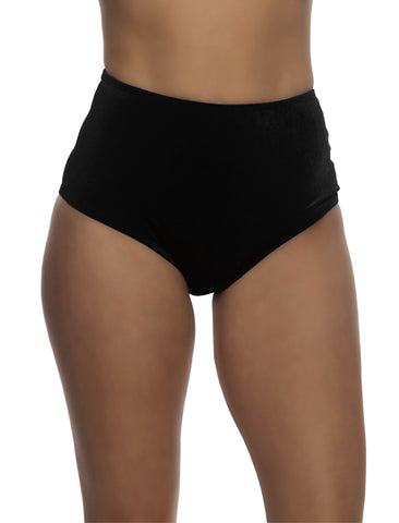 High Waist Cheeky Velvet Shorts - Black -