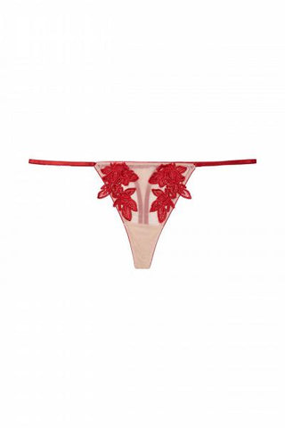 Brooke Applique Thong - Red/Nude -