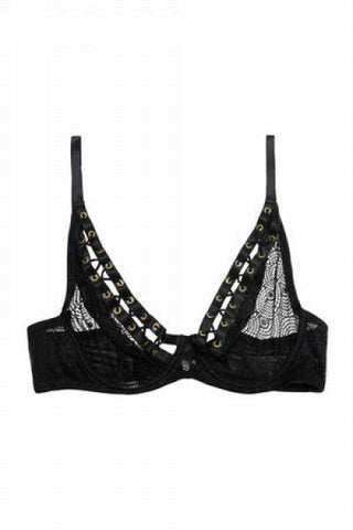 Florence High Apex Lattice Curve Bra - Black -