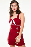 Eliza Seaside Playsuit with Pockets - Red -