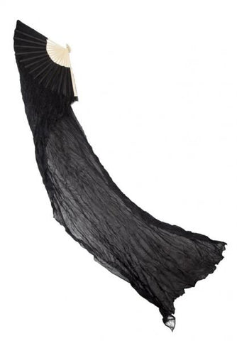 Fan Style Silk Veil - 1 Pair Set - Black