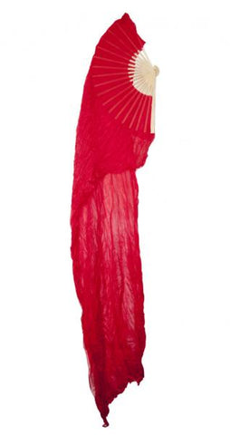Fan Style Silk Veil - 1 Pair Set - Red