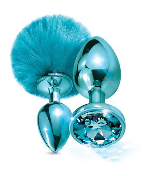 Nixie Metal Butt Plug Set w/Jewel Inlaid & Pom Pom - Blue Metallic BB Store Nixie Metal Butt Plug Set w/Jewel Inlaid & Pom Pom - Blue Metallic BB Store
