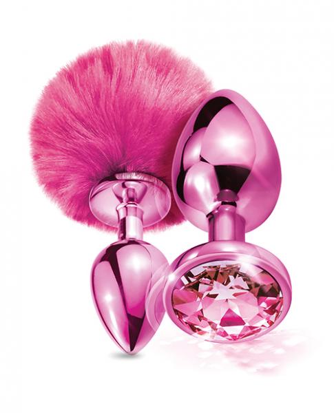 Nixie Metal Butt Plug Set w/Jewel Inlaid & Pom Pom - Pink Metallic BB Store Nixie Metal Butt Plug Set w/Jewel Inlaid & Pom Pom - Pink Metallic BB Store