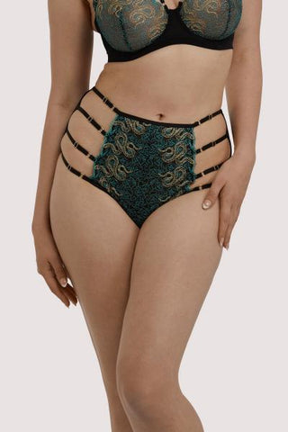 Dakota Snake High-Waist Brief - Green/Gold -