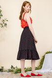 Cherry Print Skirt - Navy -