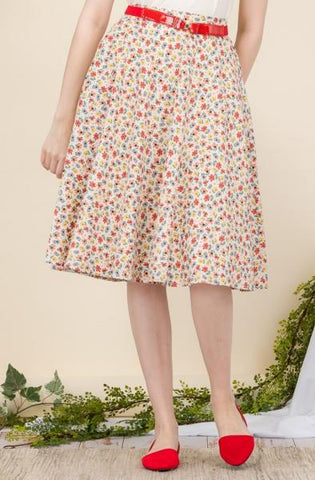 Vintage Flower Print Skirt -