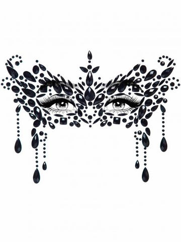 Masquerade Mask Rhinestone Stick-On Face Jewels - Black