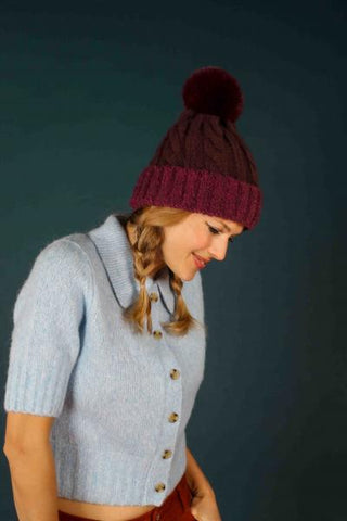 Freya Bobble Hat - Damson