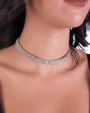 Stretchy 3 Row Choker - Silver