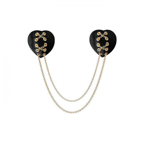 Two Heart Chained Pasties -  Black - One Size