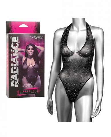 Radiance Deep V Body Suit - Black - Queen Size