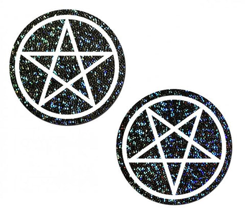 Pastease - Black/White Glitter Pentagram - One Size