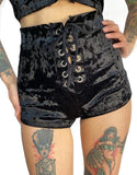 Velvet Tied Up Daisy Duke - Black -
