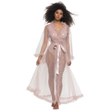 Veil Tulle Ruffle Peignoir Robe - Lotus -