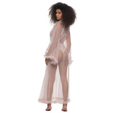 Veil Tulle Ruffle Peignoir Robe - Lotus -