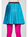 Satin Pleated Mini Skirt - Teal -