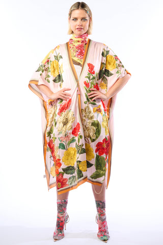 French Kiss Hand-Beaded Kimono - Heavenly Pink - One Size