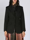 Single Blazer with Detachable Glitter Scarf - Black -