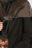 Single Blazer with Detachable Glitter Scarf - Black -