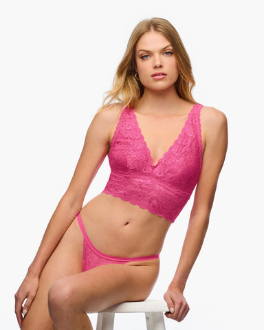 Never Say Never Plungie Longline Bralette - Rosa Caldo -
