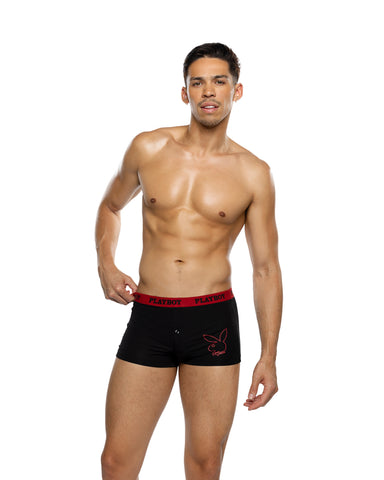 Playboy Mens Tuxedo Modal Boxer Briefs - Black/Red -