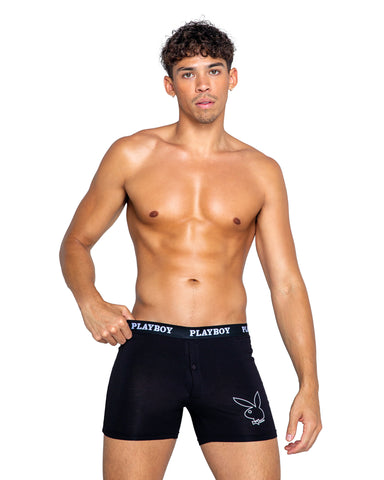 Playboy Mens Tuxedo Modal Classic Boxer Briefs - Black/White -