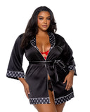 Playboy Bunny Smoke Lounge Robe - Black/White - Queen Size