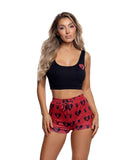 Sweetheart Bunny Two Piece Lounge Short Set - Red/Black -