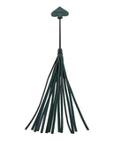 BB Store emerald green dual impact crop with spade tip and faux leather falls, gold accents. Polyurethane and PVC.