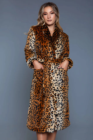 Plush Leopard Robe -