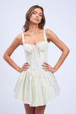 Lace-Up Polka Dot Dress - Ivory -