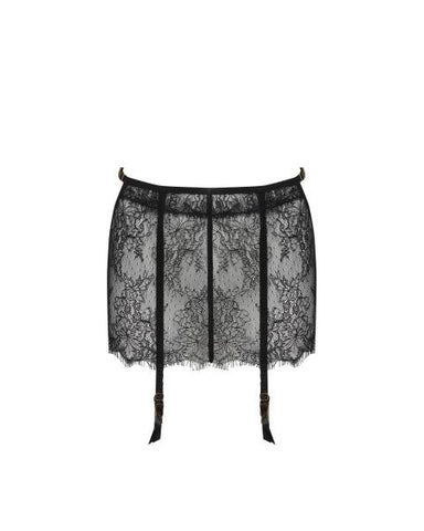 Camelia Skirt Garter Belt - Black