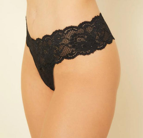 Never Say Never Cutie Low Rise Thong - Black - One Size